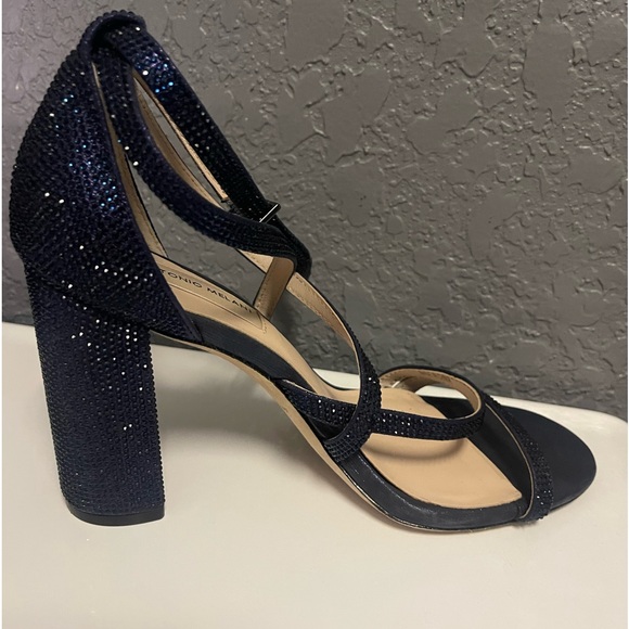 Blue Rhinestone Block Heels - Picture 12 of 15